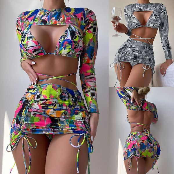 women ruffle high waist swimsuit four pieces push up tropical print bikini for women
women ruffle high waist swimsuit four pieces push up tropical print bikini for women