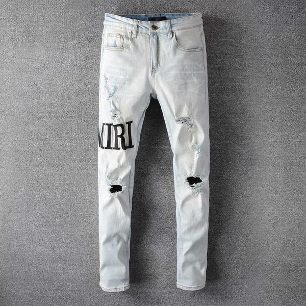 men's jeans amirs designer fashion pants cool stylish leisure ripped brand high street hole worn washed elastic letter beggar slim fit, Blue
men's jeans amirs designer fashion pants cool stylish leisure ripped brand high street hole worn washed elastic letter beggar slim fit, Blue