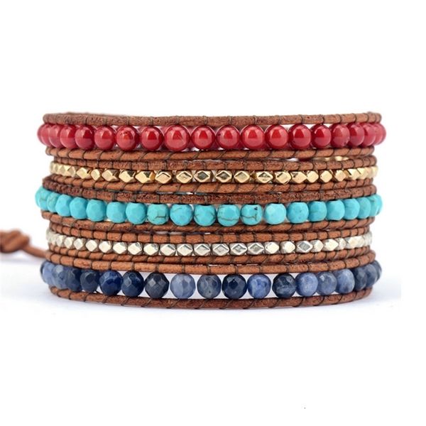 charm bracelets fashion natural stones sodalite coral beaded wrap leather bracelet with wholesale jewelry 230214, Golden;silver
charm bracelets fashion natural stones sodalite coral beaded wrap leather bracelet with wholesale jewelry 230214, Golden;silver