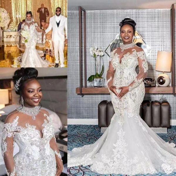 plus size arabic aso ebi mermaid wedding dress sheer neck long sleeves bridal gowns dresses crystals beaded beach ruffles custom made vestid, White
plus size arabic aso ebi mermaid wedding dress sheer neck long sleeves bridal gowns dresses crystals beaded beach ruffles custom made vestid, White