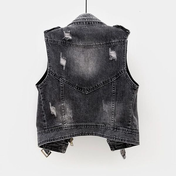 women's vest denim spring autumn gray sleeveless wild short jacket female girls zipper ripped jean cowboy waistcoat hole 230215, Black;white
women's vest denim spring autumn gray sleeveless wild short jacket female girls zipper ripped jean cowboy waistcoat hole 230215, Black;white