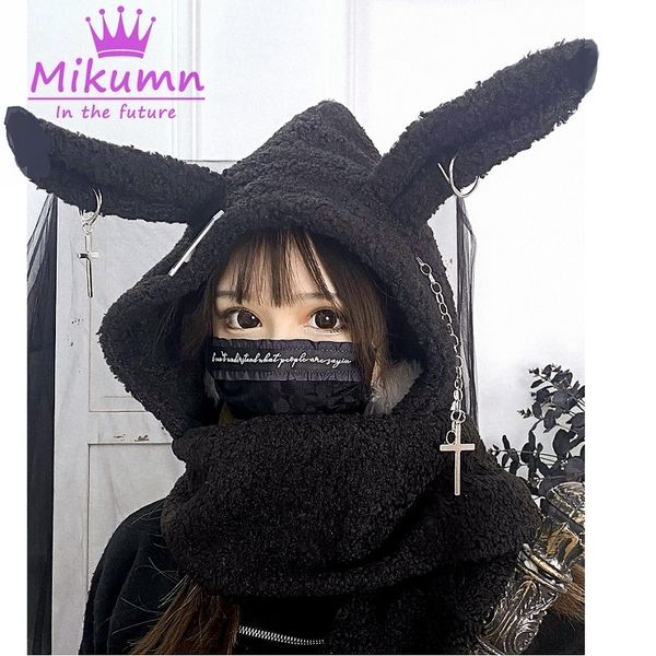 beanieskull caps japanese harajuku girls long rabbit ear hat gothic black cross chain lambswool winter warm hooded scarf caps streetwear 230, Blue;gray
beanieskull caps japanese harajuku girls long rabbit ear hat gothic black cross chain lambswool winter warm hooded scarf caps streetwear 230, Blue;gray