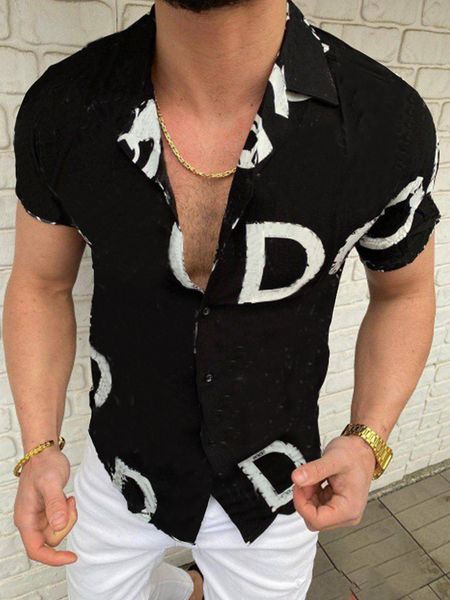 hawaiian letter printed shirt trend shirt cardigan men's short sleeve shirt, White;black
hawaiian letter printed shirt trend shirt cardigan men's short sleeve shirt, White;black