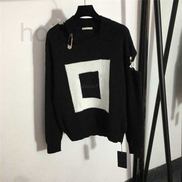 women's sweaters designer women loose sweater knits with letter metal pin milan runway shirt pullover btkx, White;black
women's sweaters designer women loose sweater knits with letter metal pin milan runway shirt pullover btkx, White;black