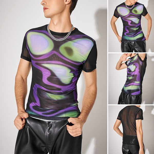 mens short sleeve mesh printed hippie blouse muscle party clubwear t shirts, White;black
mens short sleeve mesh printed hippie blouse muscle party clubwear t shirts, White;black