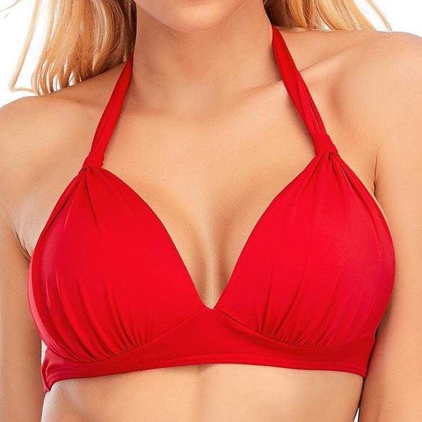 big breast bikini unlined strap solid color wireless swimsuit women, White;black
big breast bikini unlined strap solid color wireless swimsuit women, White;black