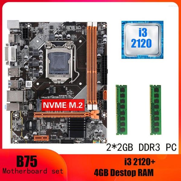 Image of Motherboards B75 Motherboard LGA 1155 Combo With Core I3 2120 CPU 3.3Mhz And DDR3 2GB 2PCS 4G 1600MHZ PC Memory
