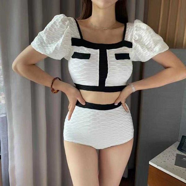source classic style high waist split swimsuit for women ins french vacation spa, White;black
source classic style high waist split swimsuit for women ins french vacation spa, White;black