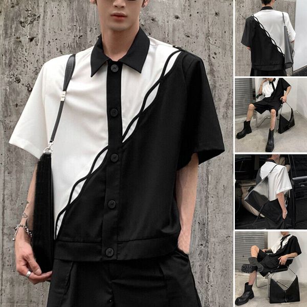 mens short sleeve fashion hippie loose patchwork shirts casual party blouse, White;black
mens short sleeve fashion hippie loose patchwork shirts casual party blouse, White;black
