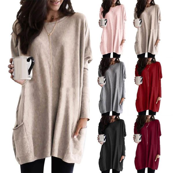 womens blouses shirts women casual long sleeve round neck pullover loose solid color pocketed for spring and autumn tunic 230214, White
womens blouses shirts women casual long sleeve round neck pullover loose solid color pocketed for spring and autumn tunic 230214, White