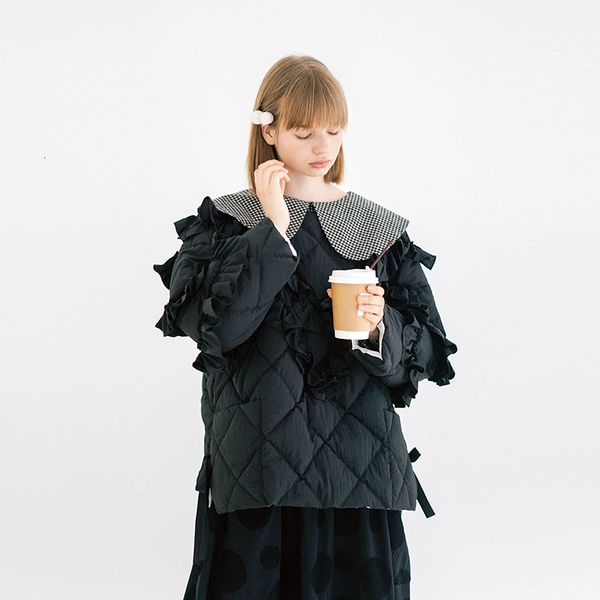 women's vests imakokoni original japanese black lace down jacket women's thick and loose thickened warm coat for women 230215, Black;white
women's vests imakokoni original japanese black lace down jacket women's thick and loose thickened warm coat for women 230215, Black;white