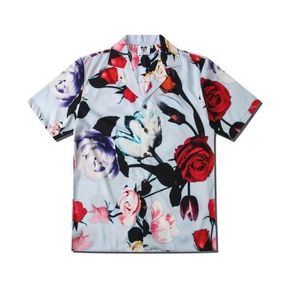short sleeve floral print summer shirts casual men's clothes oversized streetwear, White;black
short sleeve floral print summer shirts casual men's clothes oversized streetwear, White;black
