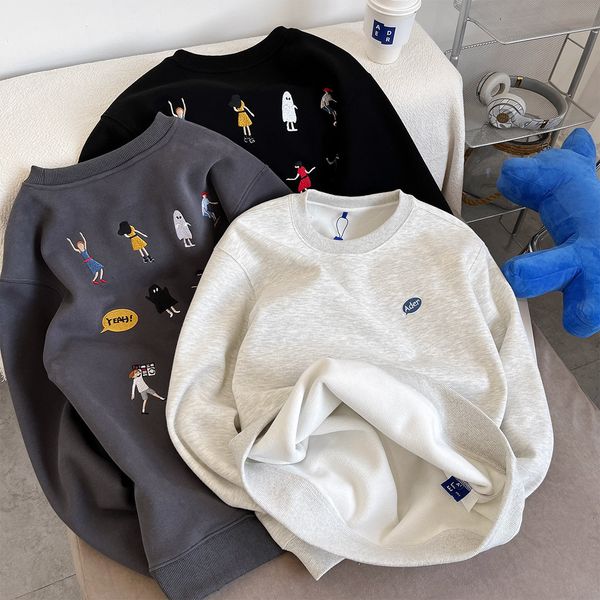 women's hoodies sweatshirts korean plush thickened sweater winter cartoon embroidery blouse loose male and female couple pullover 23021, Black
women's hoodies sweatshirts korean plush thickened sweater winter cartoon embroidery blouse loose male and female couple pullover 23021, Black