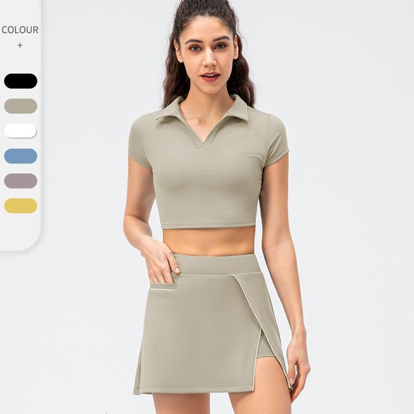 women's tracksuit yoga casual sports suit false two tennis skirt running culottes nude tight short sleeve fitness twopiece set 230215, Gray
women's tracksuit yoga casual sports suit false two tennis skirt running culottes nude tight short sleeve fitness twopiece set 230215, Gray