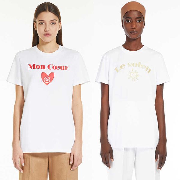 max mara women designer t shirt sun love letter pattern embroidered cotton casual fashion women short-sleeved t-shirt, White
max mara women designer t shirt sun love letter pattern embroidered cotton casual fashion women short-sleeved t-shirt, White