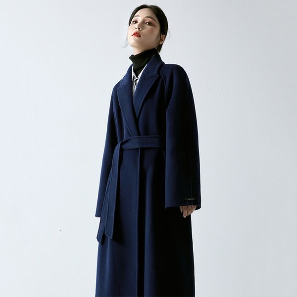 women's jackets navy blue double face wool coat women autumn winter notched collar long belt overcoat korean style vintage woolen 23021, Black;brown
women's jackets navy blue double face wool coat women autumn winter notched collar long belt overcoat korean style vintage woolen 23021, Black;brown
