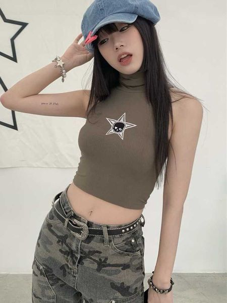 women's tanks camis y2k aesthetics knitted tshirt korean women's fashion turtleneck tees grunge skull print tank sleeveless crop, White
women's tanks camis y2k aesthetics knitted tshirt korean women's fashion turtleneck tees grunge skull print tank sleeveless crop, White