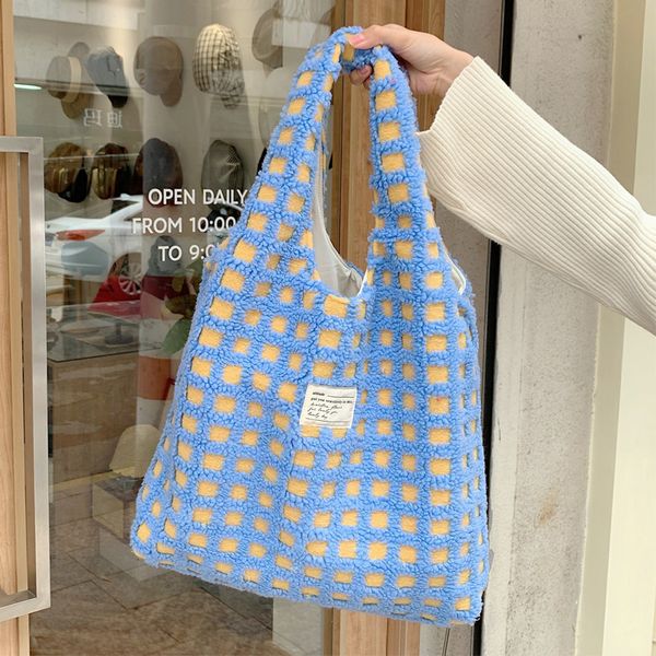 shopping bags waffle pattern women plush shoulder girls eco handbag student books tote ladies designer bag plaid shopper purses 230216
shopping bags waffle pattern women plush shoulder girls eco handbag student books tote ladies designer bag plaid shopper purses 230216