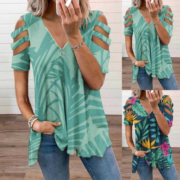 women's t ladies retro print zipper hollow off shoulder tshirt, White 
women's t ladies retro print zipper hollow off shoulder tshirt, White