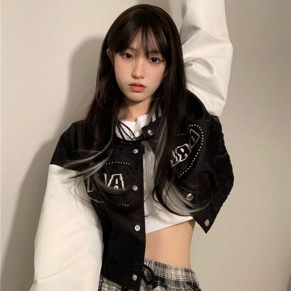 women's deeptown cropped baseball jacket women korean style streetwear fashion bomber jackets female harajuku oversized college kpop 23, Black;brown
women's deeptown cropped baseball jacket women korean style streetwear fashion bomber jackets female harajuku oversized college kpop 23, Black;brown