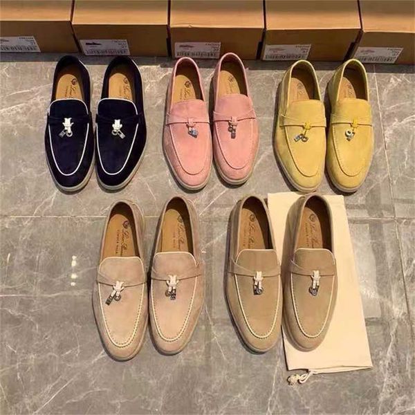 designer loropiana charms shoes lp lefu shoes women's summer shoes wearing lazy shoes british style genuine leather pea shoes women, Black;white