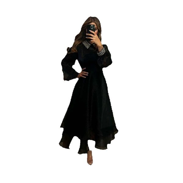 fashion 2023 long sleeves prom dresses o neck tea length beads black formal women party gowns occasion arabic evening
fashion 2023 long sleeves prom dresses o neck tea length beads black formal women party gowns occasion arabic evening