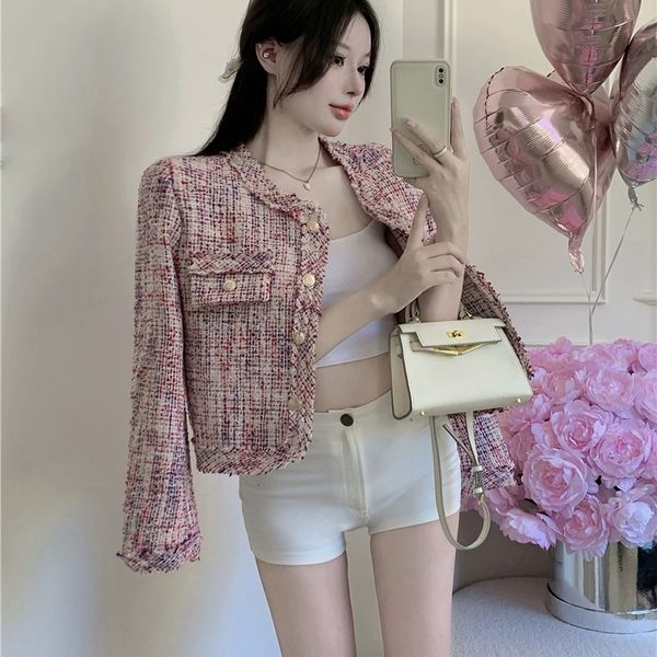 women's jackets 2023 spring small fragrant plaid coat elegant fashion woolen tweed jacket french short outwear 230215, Black;brown
women's jackets 2023 spring small fragrant plaid coat elegant fashion woolen tweed jacket french short outwear 230215, Black;brown