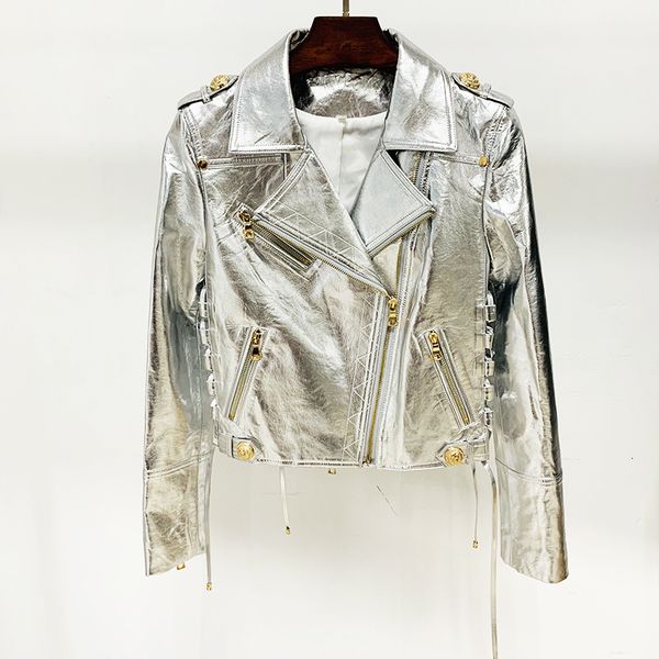 womens leather faux leather high street est designer fashion womens lacing up metallic silver synthetic leather motorcycle biker jacket 2302, Black
womens leather faux leather high street est designer fashion womens lacing up metallic silver synthetic leather motorcycle biker jacket 2302, Black