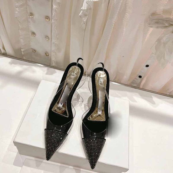 designer sandals womens slipperss clear fashion party rubber fine heel simple french pointy rhinestones, Black
designer sandals womens slipperss clear fashion party rubber fine heel simple french pointy rhinestones, Black