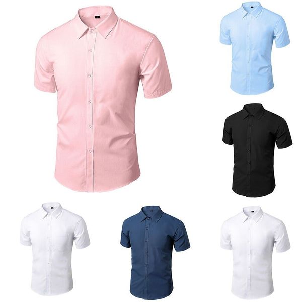 mens classic short sleeve button down premium formal party work fit dress shirt, White;black
mens classic short sleeve button down premium formal party work fit dress shirt, White;black