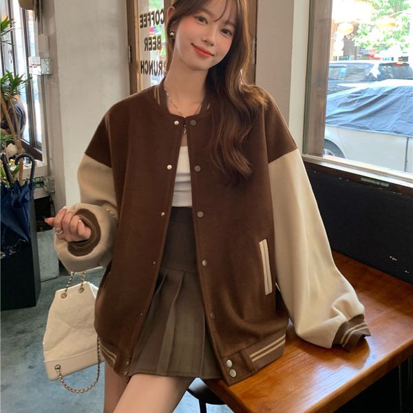 women's jackets harajuku baseball american retro jerseys women spring autumn patchwork loose street couple cothes 230216, Black;brown
women's jackets harajuku baseball american retro jerseys women spring autumn patchwork loose street couple cothes 230216, Black;brown