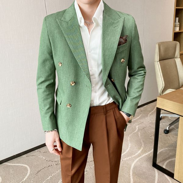 mens suits blazers british daily men blazer hombre fashion double breasted slim suit blazer homme solid color suit jacket casual trendy masc, White;black
mens suits blazers british daily men blazer hombre fashion double breasted slim suit blazer homme solid color suit jacket casual trendy masc, White;black