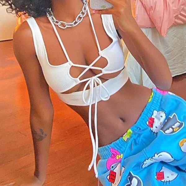 women's tanks camis front tieup hollow out cami summer sleeveless backless halter crop women clubwear beach outfits streetwear vest j23, White
women's tanks camis front tieup hollow out cami summer sleeveless backless halter crop women clubwear beach outfits streetwear vest j23, White