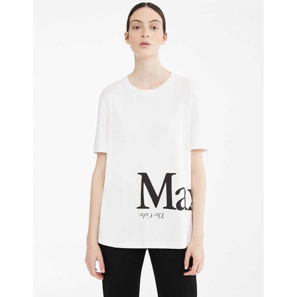 max mara women designer t shirt fashion letter printed fabric soft cotton round neck short sleeve t-shirt, White
max mara women designer t shirt fashion letter printed fabric soft cotton round neck short sleeve t-shirt, White