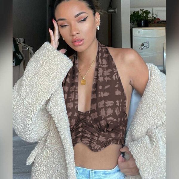 women's tanks camis vintage brown halter y2k woman hollow out backless ruched vest summer fashion streetwear 2021 egirl cropped j230216, White
women's tanks camis vintage brown halter y2k woman hollow out backless ruched vest summer fashion streetwear 2021 egirl cropped j230216, White