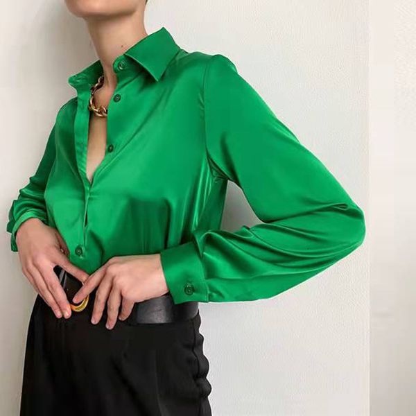 women's blouses shirts summer women elegant long sleeve green blouse shirt 230216, White
women's blouses shirts summer women elegant long sleeve green blouse shirt 230216, White
