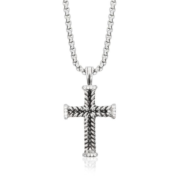 fashion silver chain retro cross men's pendant necklace inlaid with small zircons classic jewelry banquet party gift
fashion silver chain retro cross men's pendant necklace inlaid with small zircons classic jewelry banquet party gift