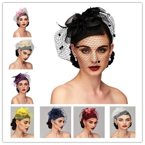 bride feather fishnet hats mesh headdress horse racing fascinator celebrity banquet retro fedora party clip performance hair accessories eve, White
bride feather fishnet hats mesh headdress horse racing fascinator celebrity banquet retro fedora party clip performance hair accessories eve, White