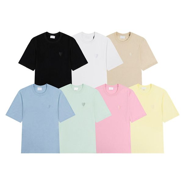 france paris designer amis t shirt 2023new macarone candy color love embroidery letter a hearts pure cotton short sleeves for men and wome, White;black
france paris designer amis t shirt 2023new macarone candy color love embroidery letter a hearts pure cotton short sleeves for men and wome, White;black