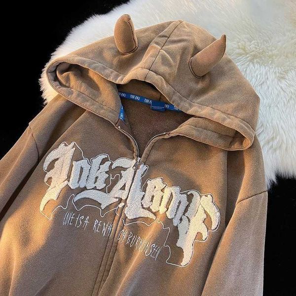 american oversized hoodie cute horn letter embroidered female y2k gothic punk harajuku zip hoodie couple casual loose sweatshirt, Black
american oversized hoodie cute horn letter embroidered female y2k gothic punk harajuku zip hoodie couple casual loose sweatshirt, Black