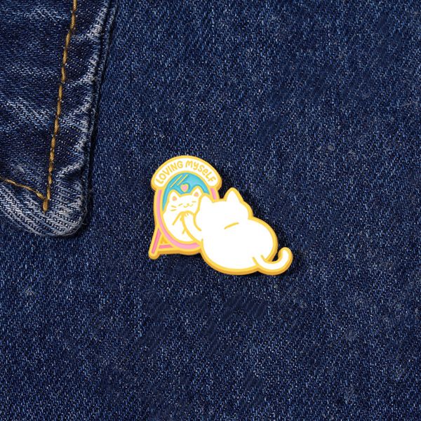 children animal brooches love looking in the mirror cat alloy badge for backpack clothing ornaments accessories, Gray
children animal brooches love looking in the mirror cat alloy badge for backpack clothing ornaments accessories, Gray