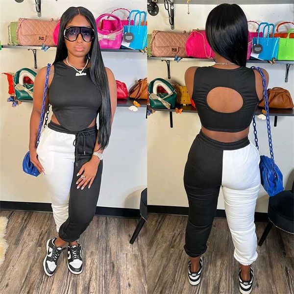 women summer fashion tracksuits open back knitted patchwork suit vest pants two piece set, Gray
women summer fashion tracksuits open back knitted patchwork suit vest pants two piece set, Gray