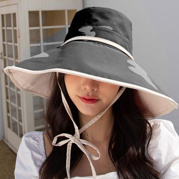 wide brim hats bucket hats summer outdoor fashion ladies big brimmed hat sunscreen travel mountaineering sun female antiultraviolet beach ca, Blue;gray 
wide brim hats bucket hats summer outdoor fashion ladies big brimmed hat sunscreen travel mountaineering sun female antiultraviolet beach ca, Blue;gray