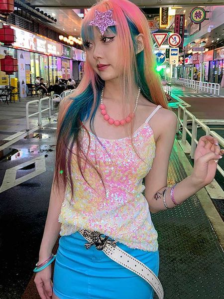 women's tanks camis blingbling sleeveless sequined irregular camis crop 2023 summer y2k egirl streetwear tank cropped feminino cute j23, White
women's tanks camis blingbling sleeveless sequined irregular camis crop 2023 summer y2k egirl streetwear tank cropped feminino cute j23, White