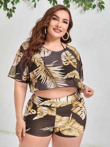 plus size mesh three piece bikini long sleeve sunscreen swimsuit, White;black
plus size mesh three piece bikini long sleeve sunscreen swimsuit, White;black