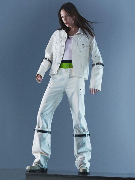 women's two piece pants spring summer 2023 y2k clothing hand painted belt long sleeve denim straight legged wide leg trousers set women, White
women's two piece pants spring summer 2023 y2k clothing hand painted belt long sleeve denim straight legged wide leg trousers set women, White