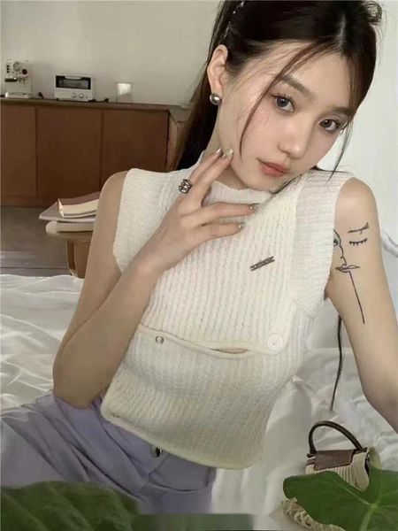 women's tanks camis korean fashion cross vase y2k sleeveless knitted tank women button design all match vest cropped vest j230216, White
women's tanks camis korean fashion cross vase y2k sleeveless knitted tank women button design all match vest cropped vest j230216, White