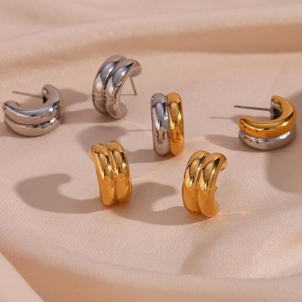 stud stainless steel gold plated half circle wide thick silver mixed color earrings water resistant jewelry 230215, Golden;silver
stud stainless steel gold plated half circle wide thick silver mixed color earrings water resistant jewelry 230215, Golden;silver