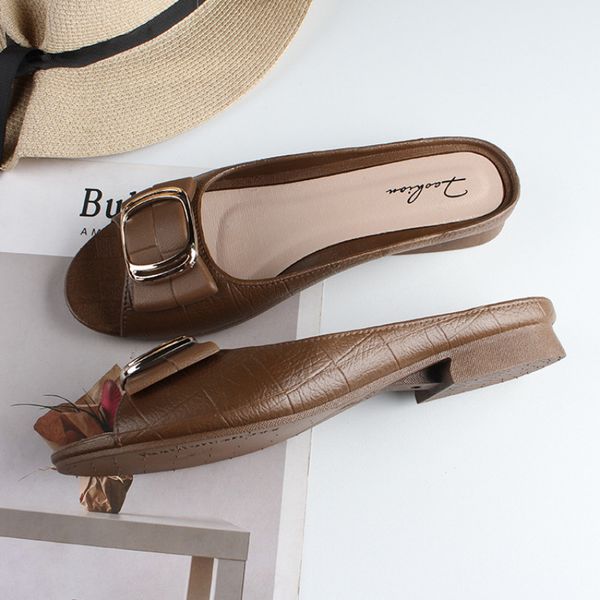 slippers ladies sandals summer half womens fashion square buckle casual thick heel outer wear flat 230216, Black
slippers ladies sandals summer half womens fashion square buckle casual thick heel outer wear flat 230216, Black