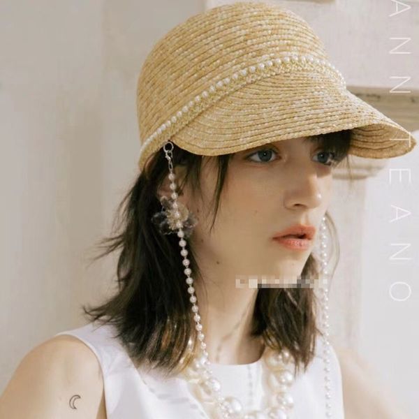 stingy brim hat sun visor japanese pearl chain decoration natural wheat straw baseball hat fashion equestrian quiche 230215, Blue;gray
stingy brim hat sun visor japanese pearl chain decoration natural wheat straw baseball hat fashion equestrian quiche 230215, Blue;gray